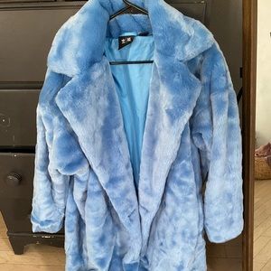 Ivy Park x Adidas Blue Faux Fur Coat